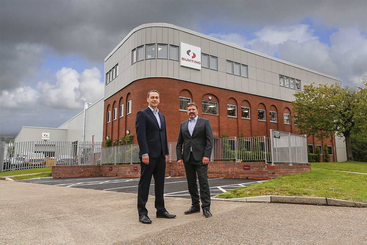 Bunting-Redditch Simon Ayling and Adrian Coleman outside the new extended Bunting-Redditch manufacturing facility