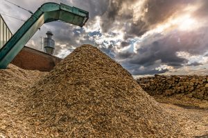 Crushing machine of wood and logs to process waste and transform