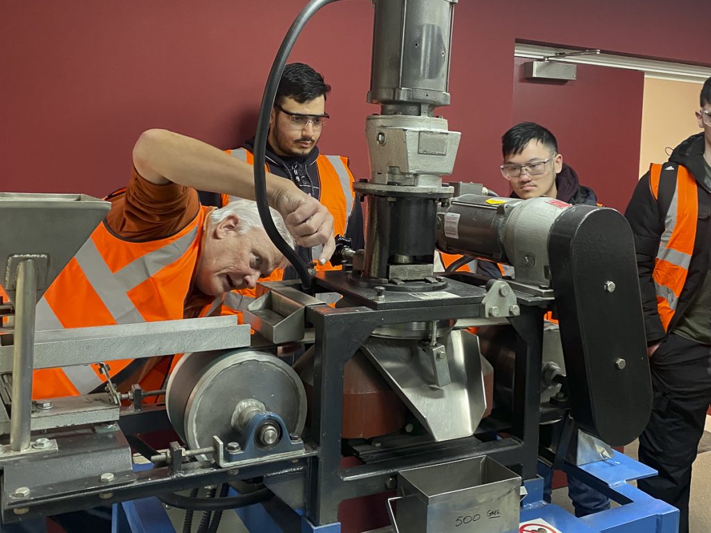 Prof Neil Rowson demonstrating the Magnetic Disc Separator